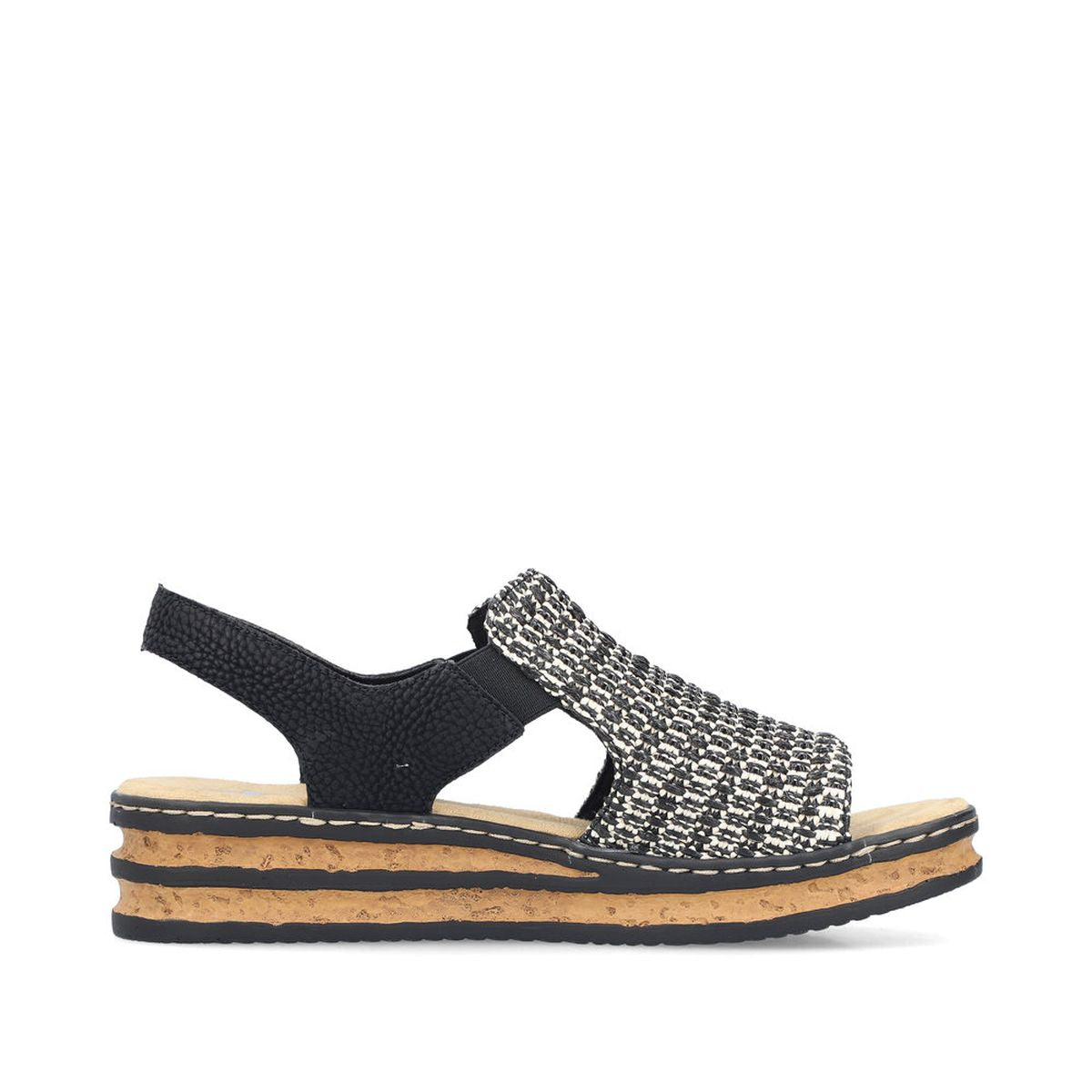 Rieker 62971 Women's Low Wedge Sandals – Black