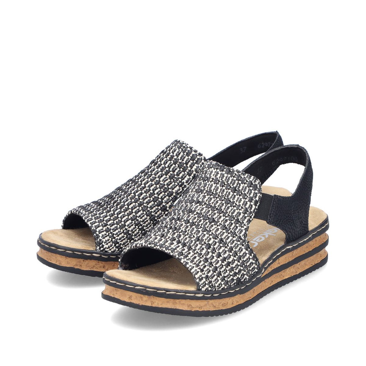 Rieker 62971 Women's Low Wedge Sandals – Black