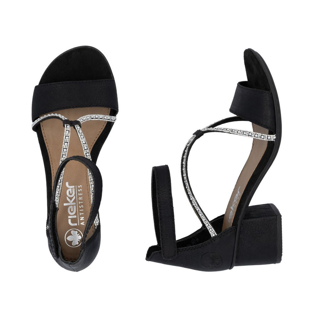 Rieker 64654 Women's Block Heel Sandals – Black