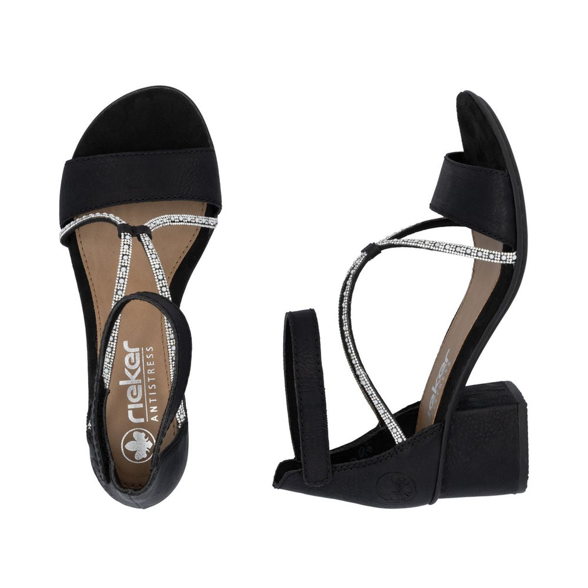 Rieker 64654 Women's Block Heel Sandals – Black