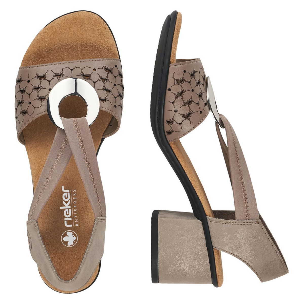 Rieker 64677 Women's Block Heel Sandals – Gold
