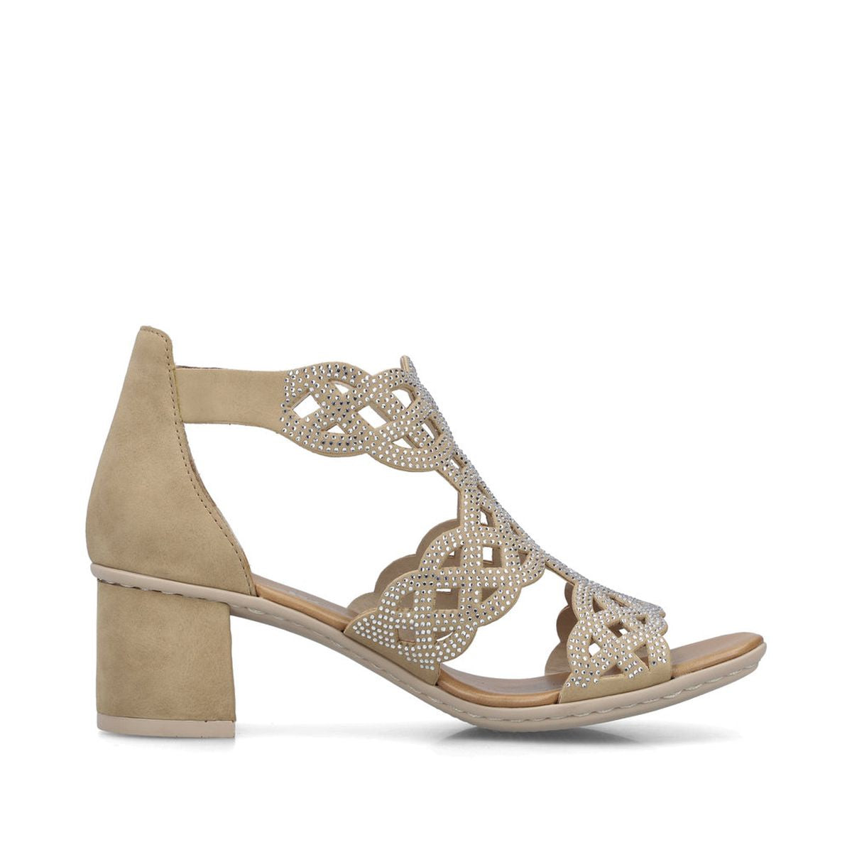 Rieker 64773 Women's Block Heel Sandals – Beige