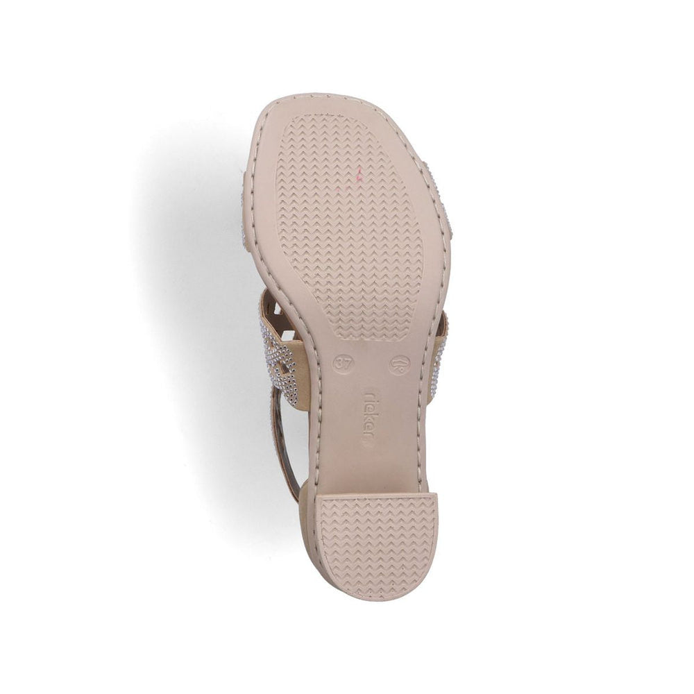 Rieker 64773 Women's Block Heel Sandals – Beige