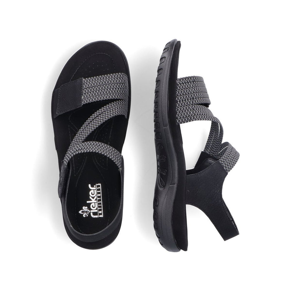 Rieker 64870 Women's Velcro Strap Sandals – Black