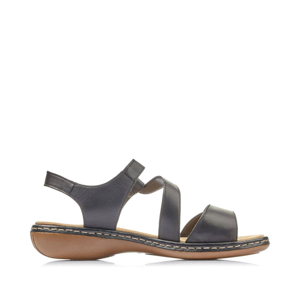 Rieker 659C7 Women's Velcro Strap Sandals – Black