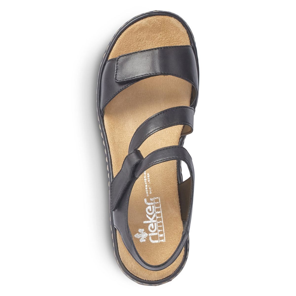 Rieker 659C7 Women's Velcro Strap Sandals – Black