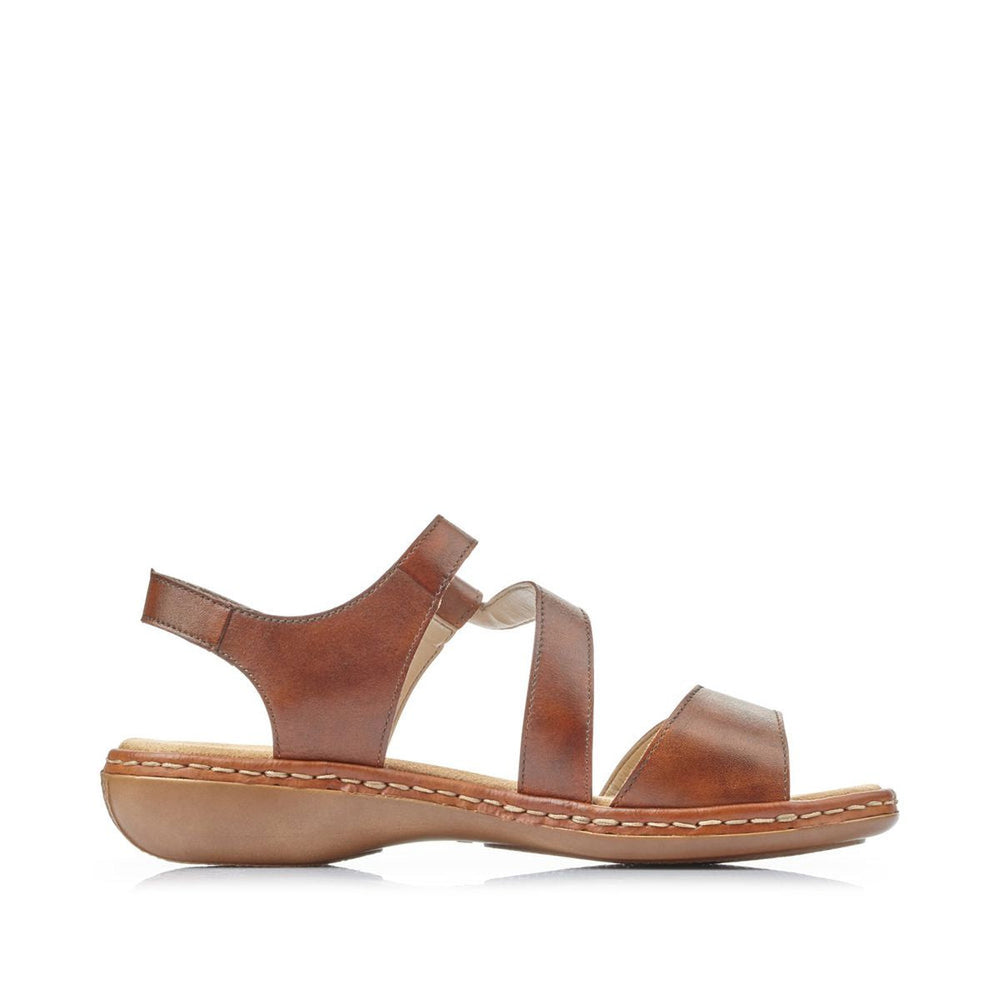 Rieker 659C7 Women's Velcro Strap Sandals – Tan