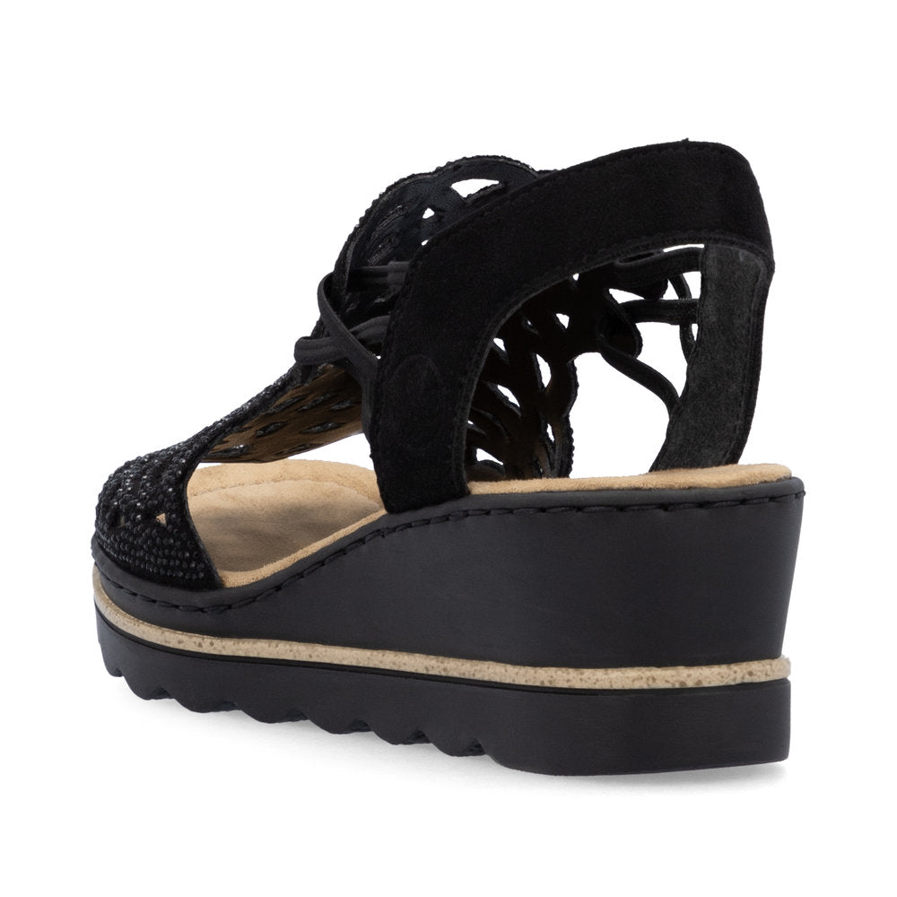 Rieker 67465 Women's Wedge Sandals – Black