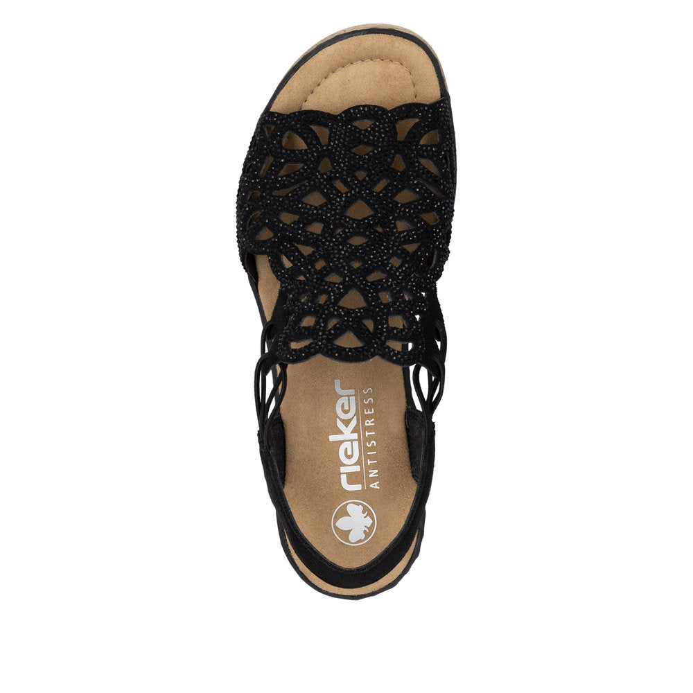 Rieker 67465 Women's Wedge Sandals – Black