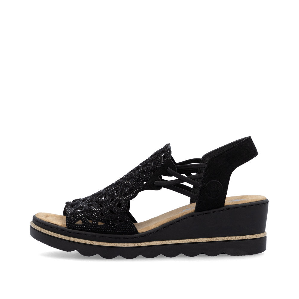 Rieker 67465 Women's Wedge Sandals – Black