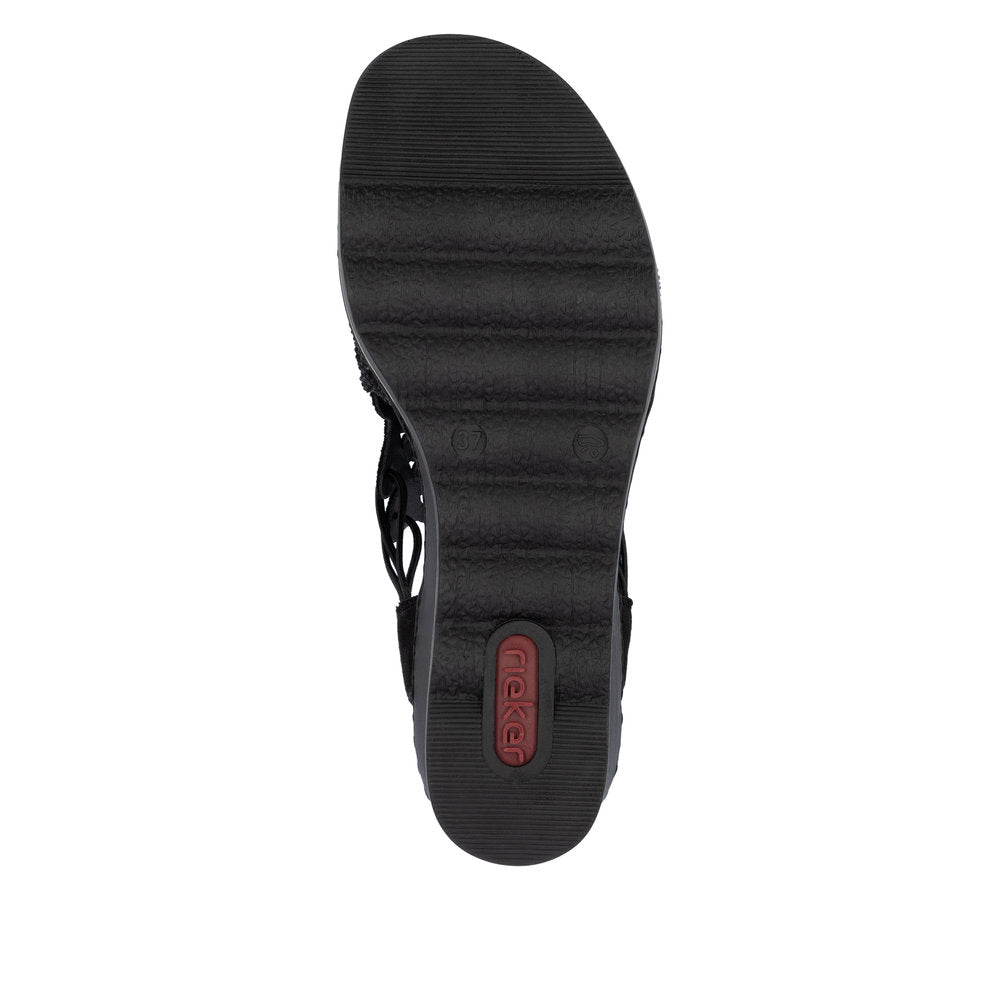 Rieker 67465 Women's Wedge Sandals – Black