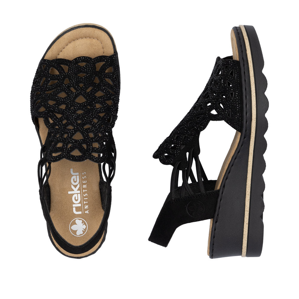 Rieker 67465 Women's Wedge Sandals – Black