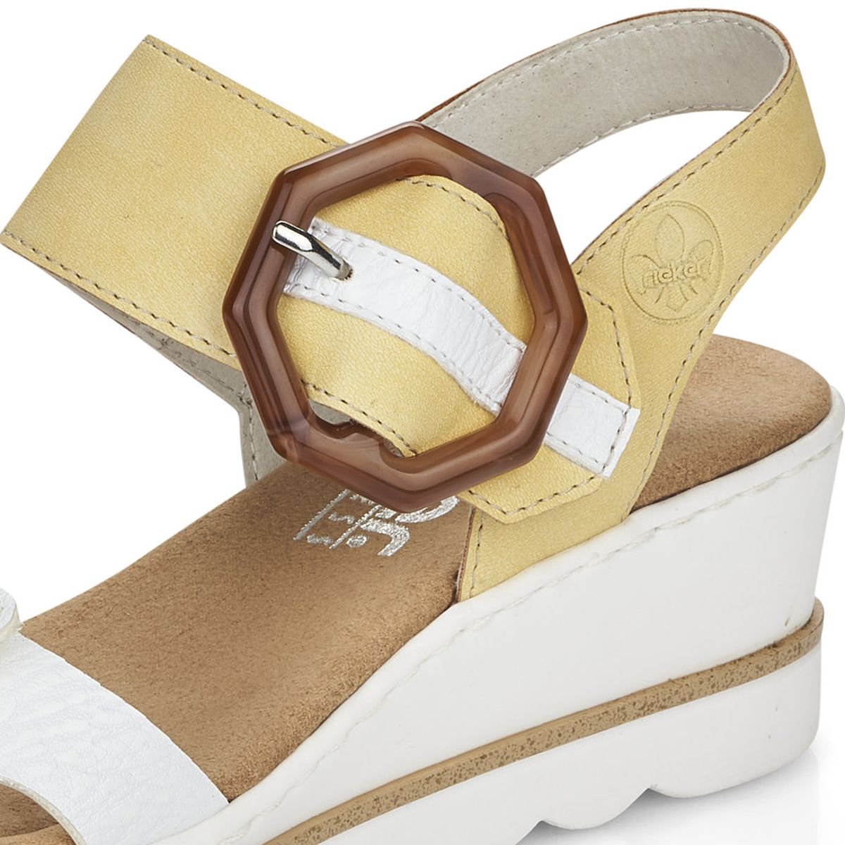 Rieker 67476 Women’s Wedge Sandals – White/Yellow