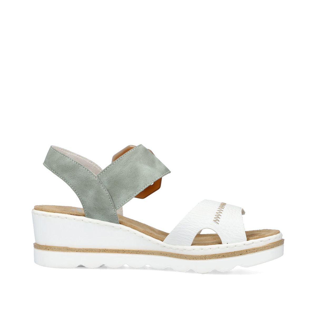 Rieker 67476 Women’s Wedge Sandals – White/Mint