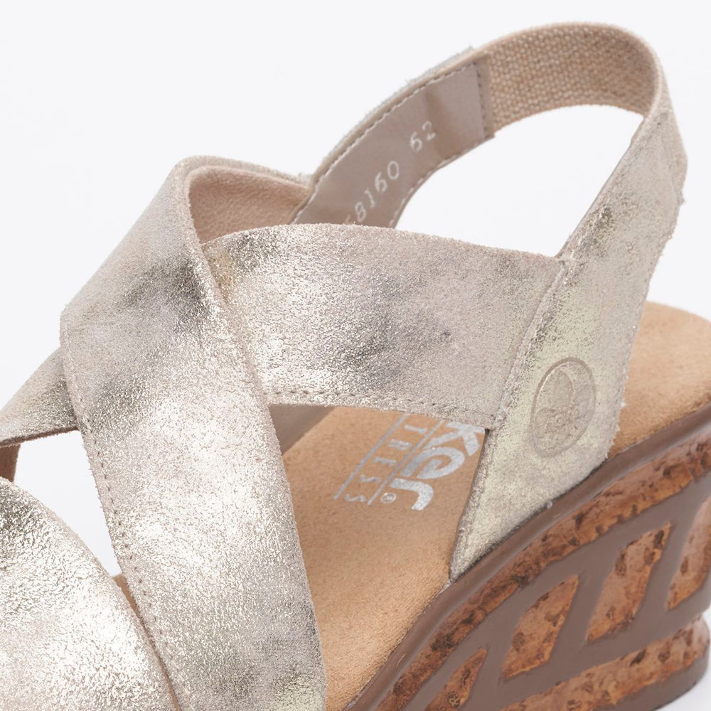 Rieker 68160 Women's Wedge Sandal – Beige