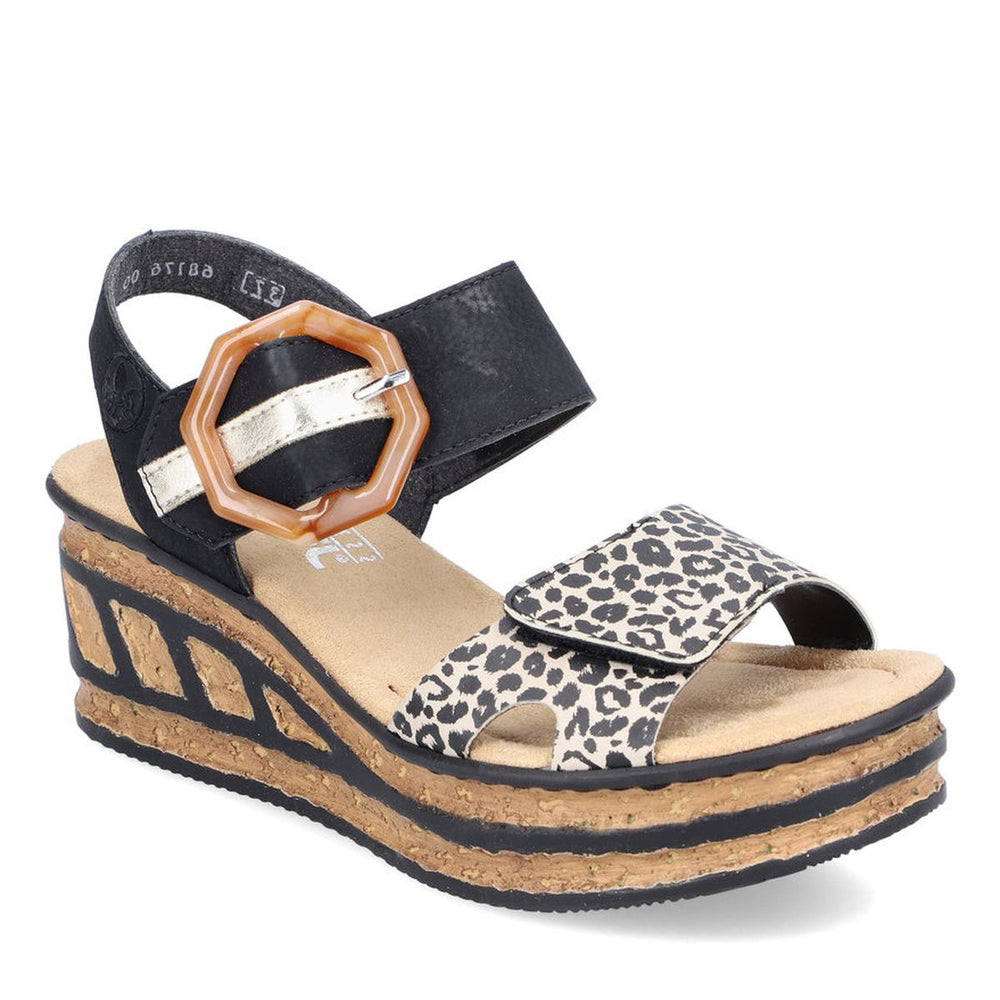 Rieker 68176 Women's 2-Strap Wedge Sandal – Black