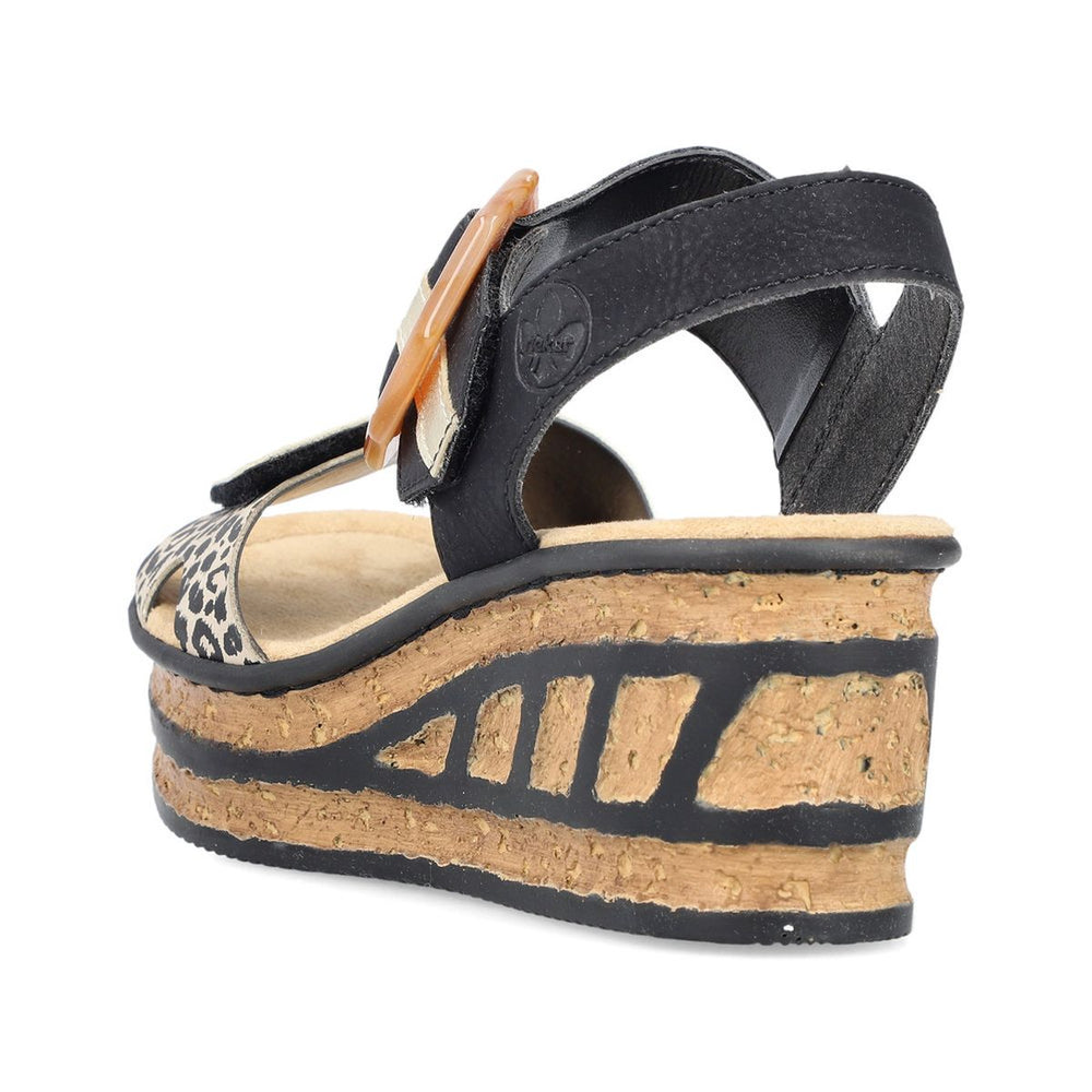 Rieker 68176 Women's 2-Strap Wedge Sandal – Black