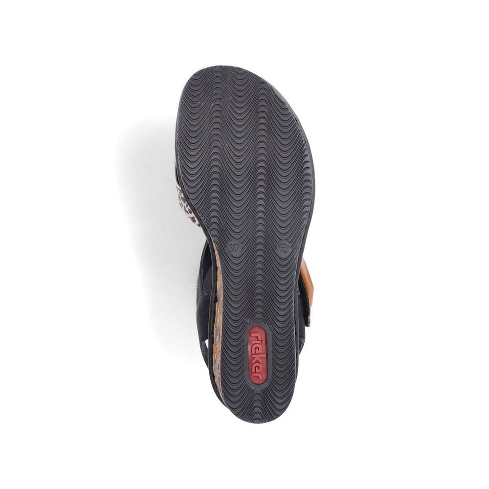 Rieker 68176 Women's 2-Strap Wedge Sandal – Black