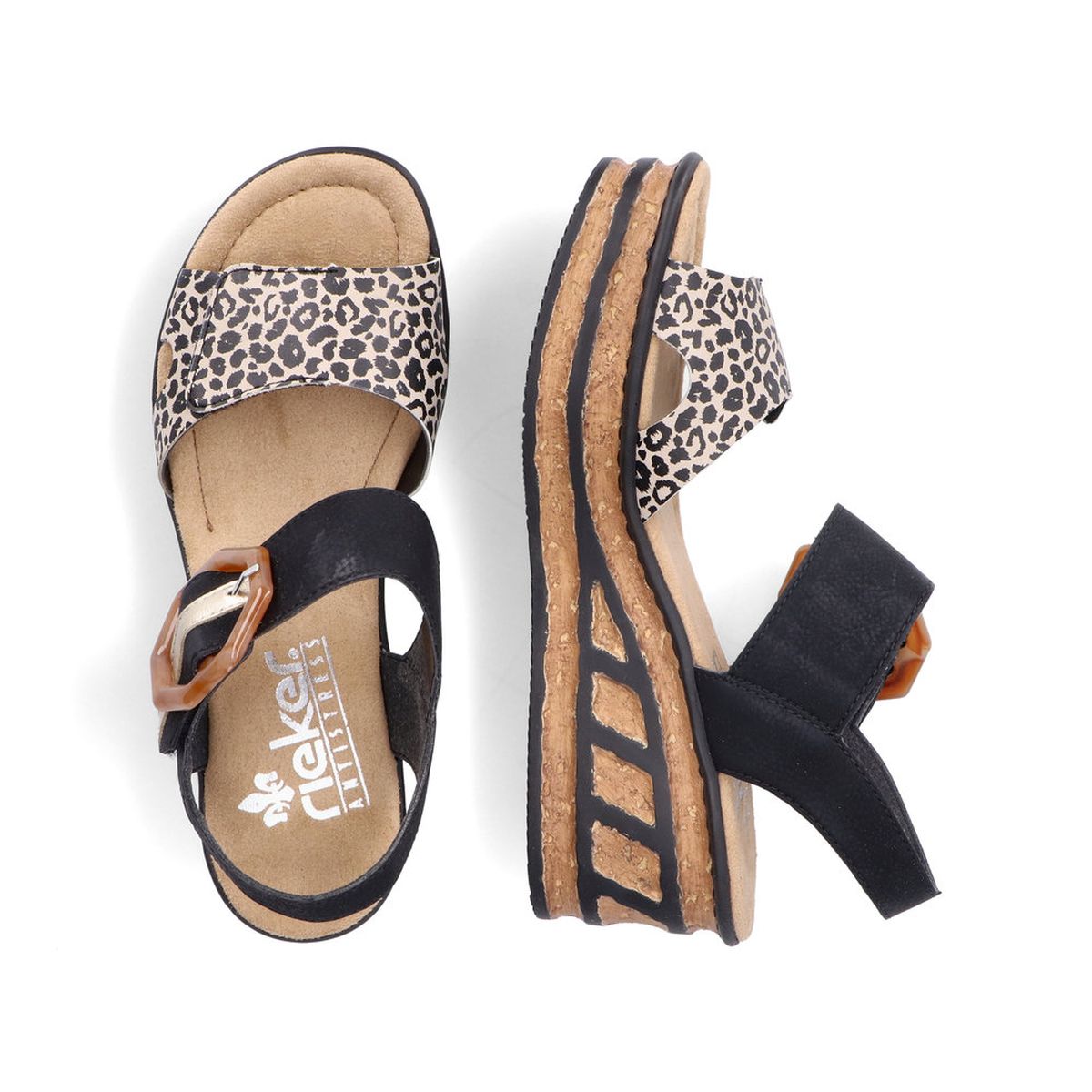 Rieker 68176 Women's 2-Strap Wedge Sandal – Black