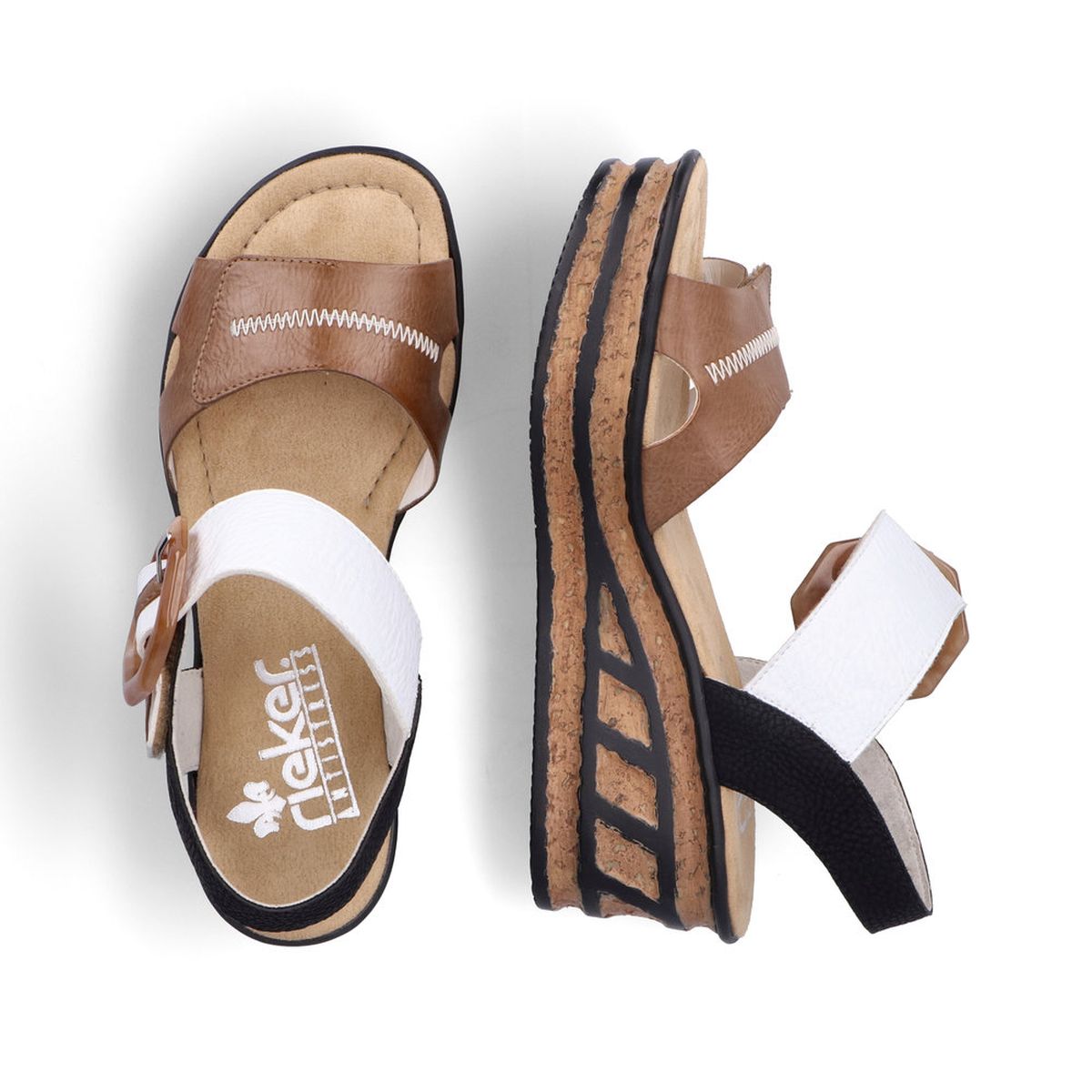 Rieker 68176 Women's 2-Strap Wedge Sandal – Beige