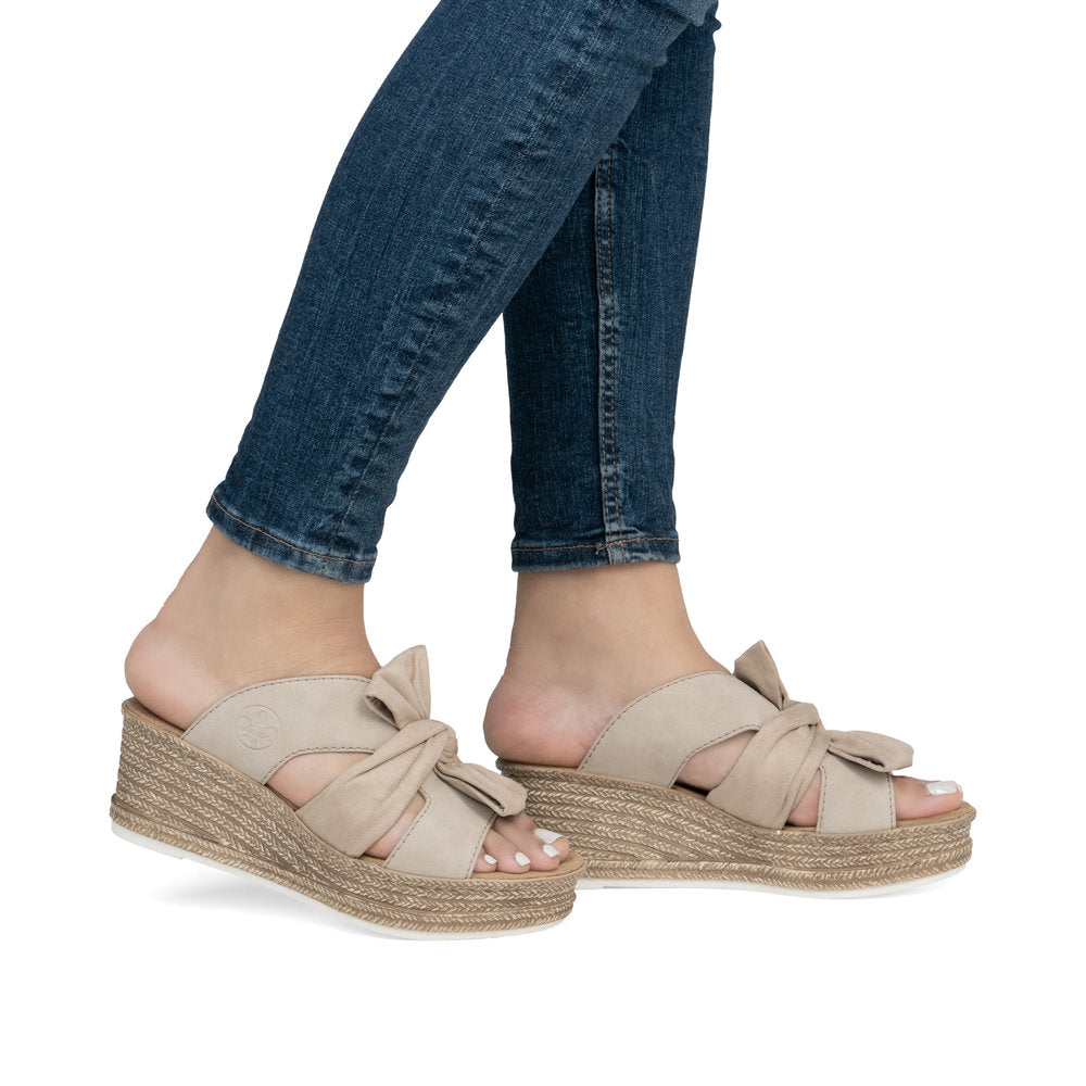 Rieker 68789 Women's Wedge Sandals – Beige