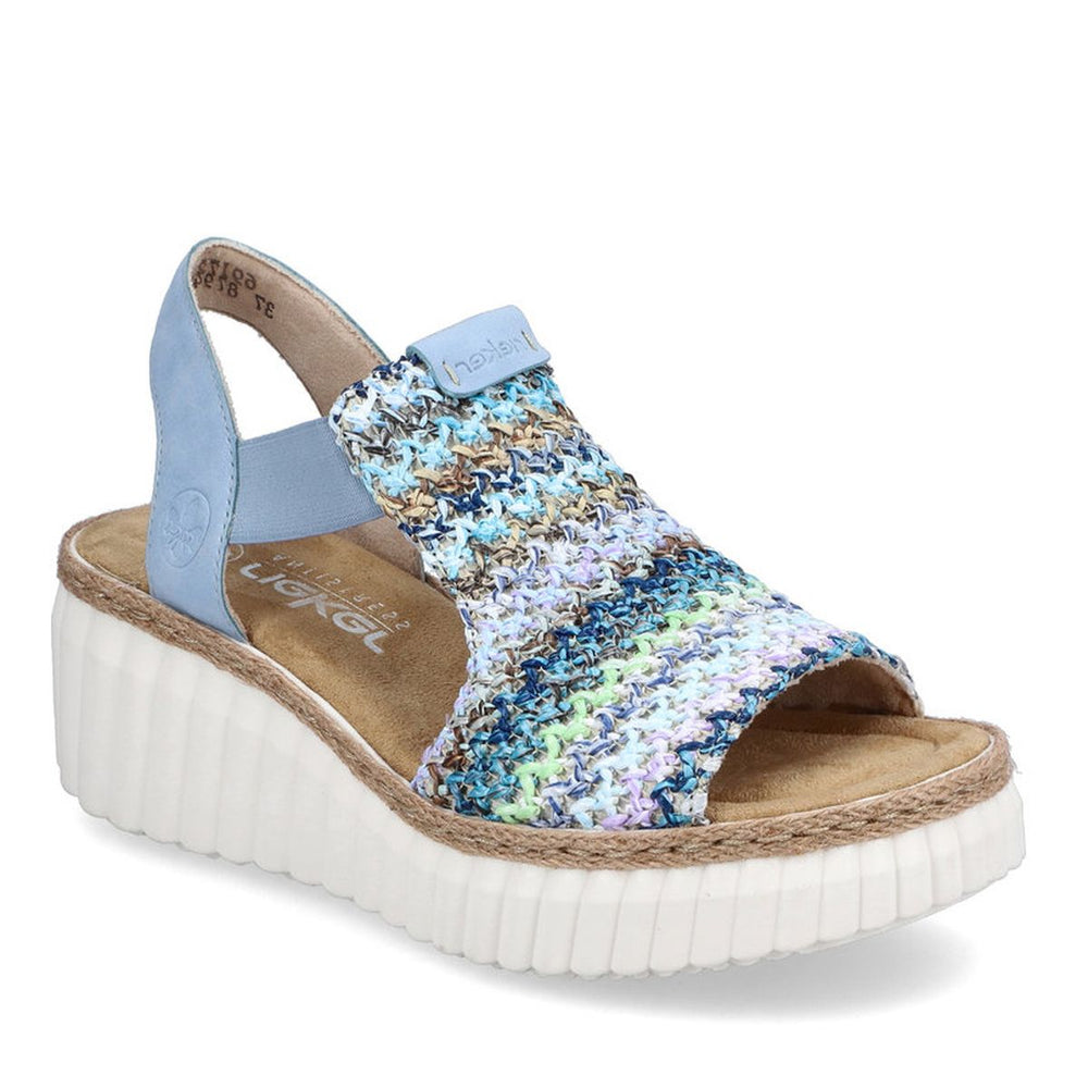Rieker 69172 Women's Mesh Wedge Sandals – Blue