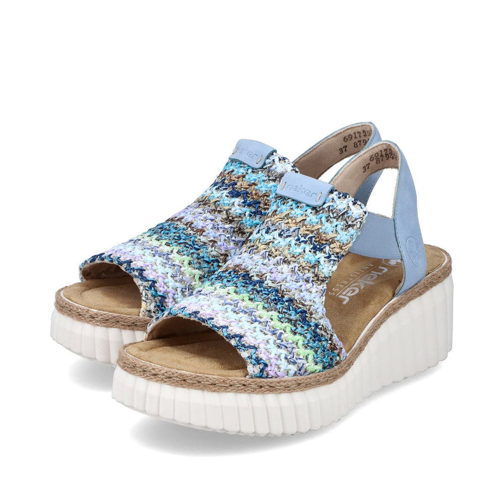 Rieker 69172 Women's Mesh Wedge Sandals – Blue