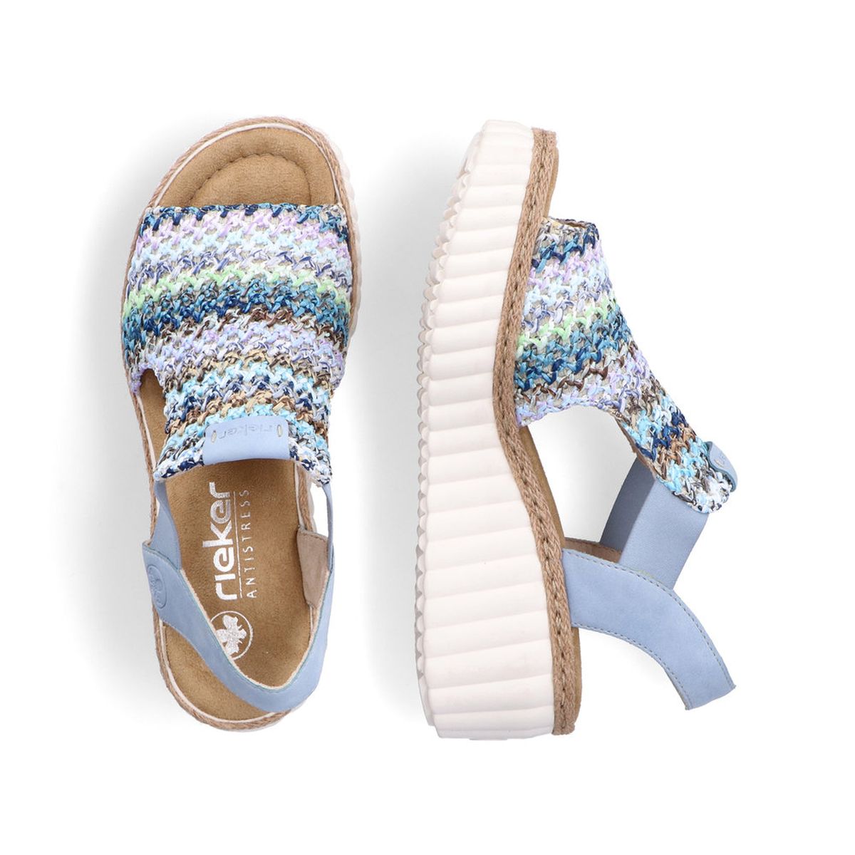 Rieker 69172 Women's Mesh Wedge Sandals – Blue