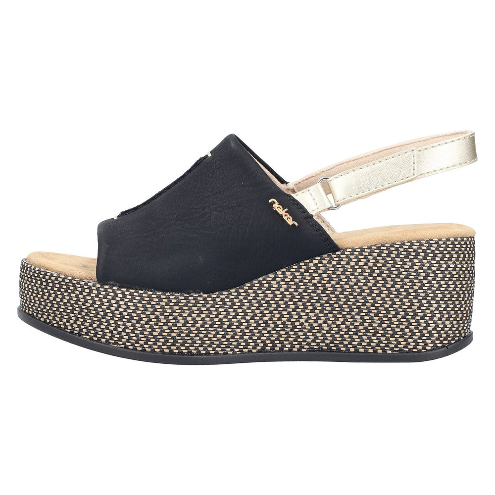 Rieker 69460 Women's Wedge Sandals – Black