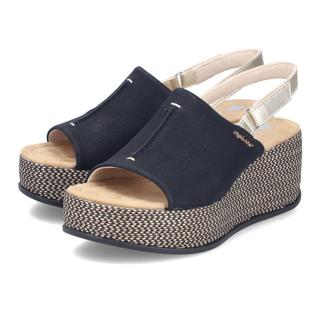 Rieker 69460 Women's Wedge Sandals – Black