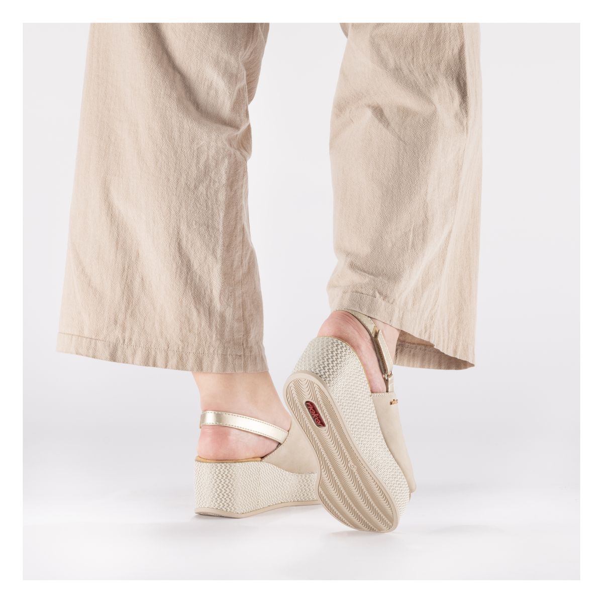Rieker 69460 Women's Wedge Sandals – Beige