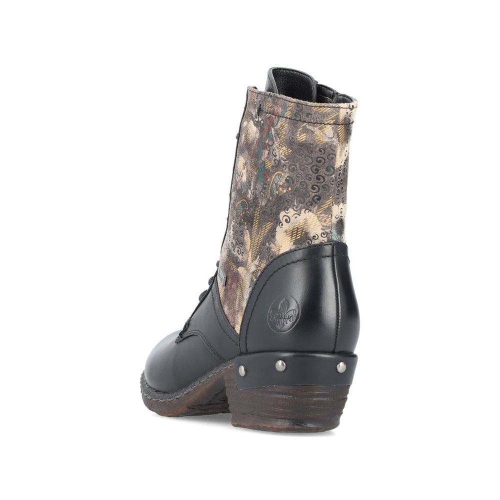 Rieker 93614 Patterned Lace Up Boots