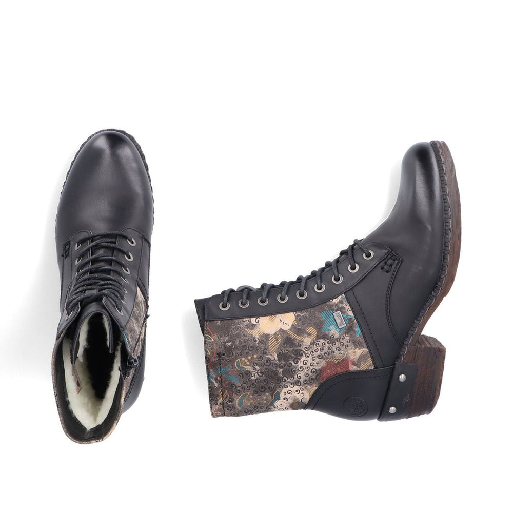 Rieker 93614 Patterned Lace Up Boots
