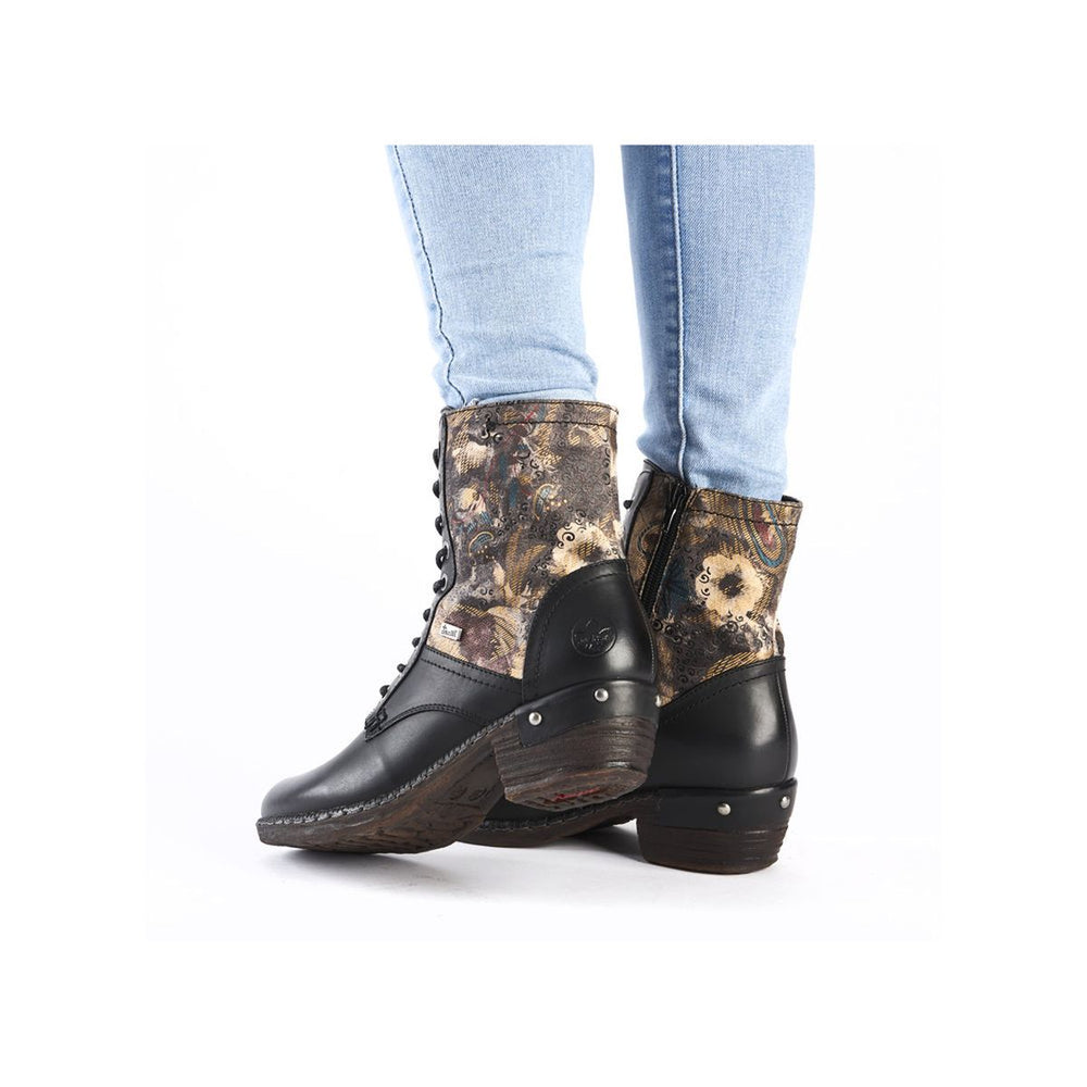 Rieker 93614 Patterned Lace Up Boots