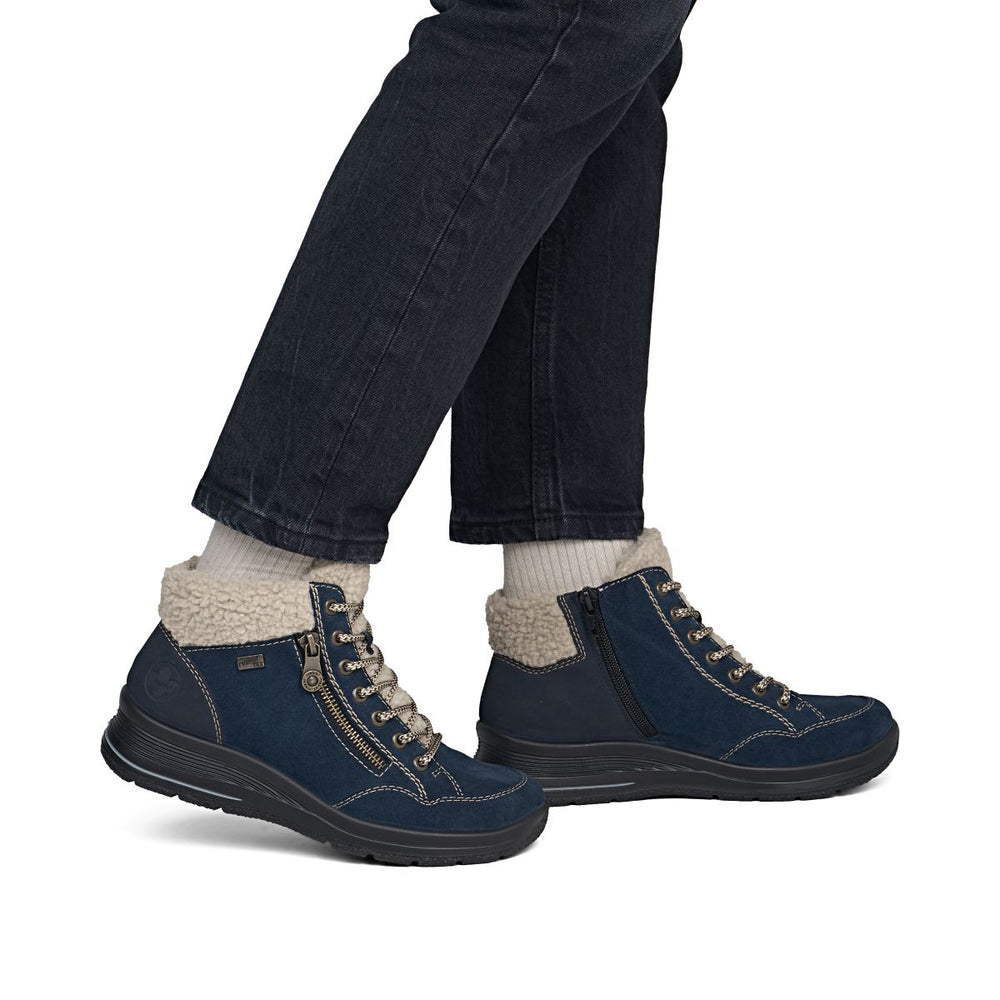 Rieker L7701 Women's TEX Waterproof Short Boots - Blue