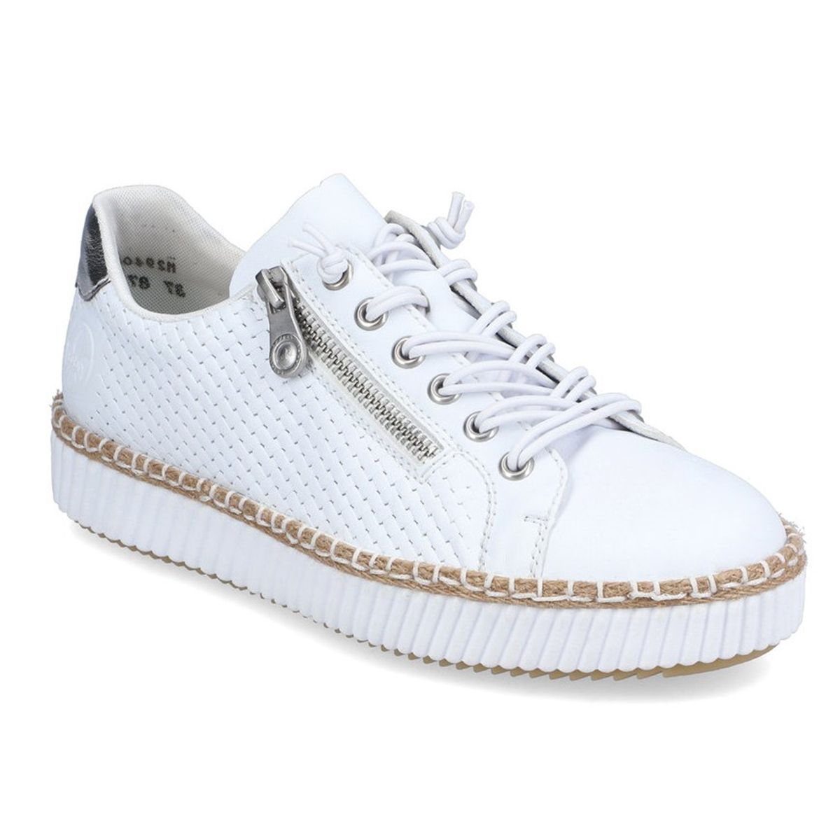 ieker M2940-80 Alabama women’s platform slip-on shoes in white and silver 