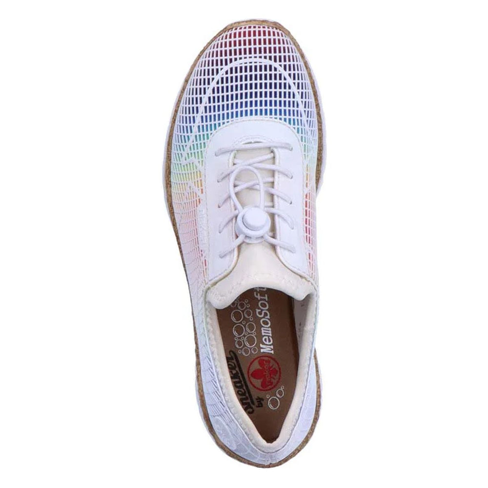 Rieker N4270 Women's Slip-On Sneakers in White Multi