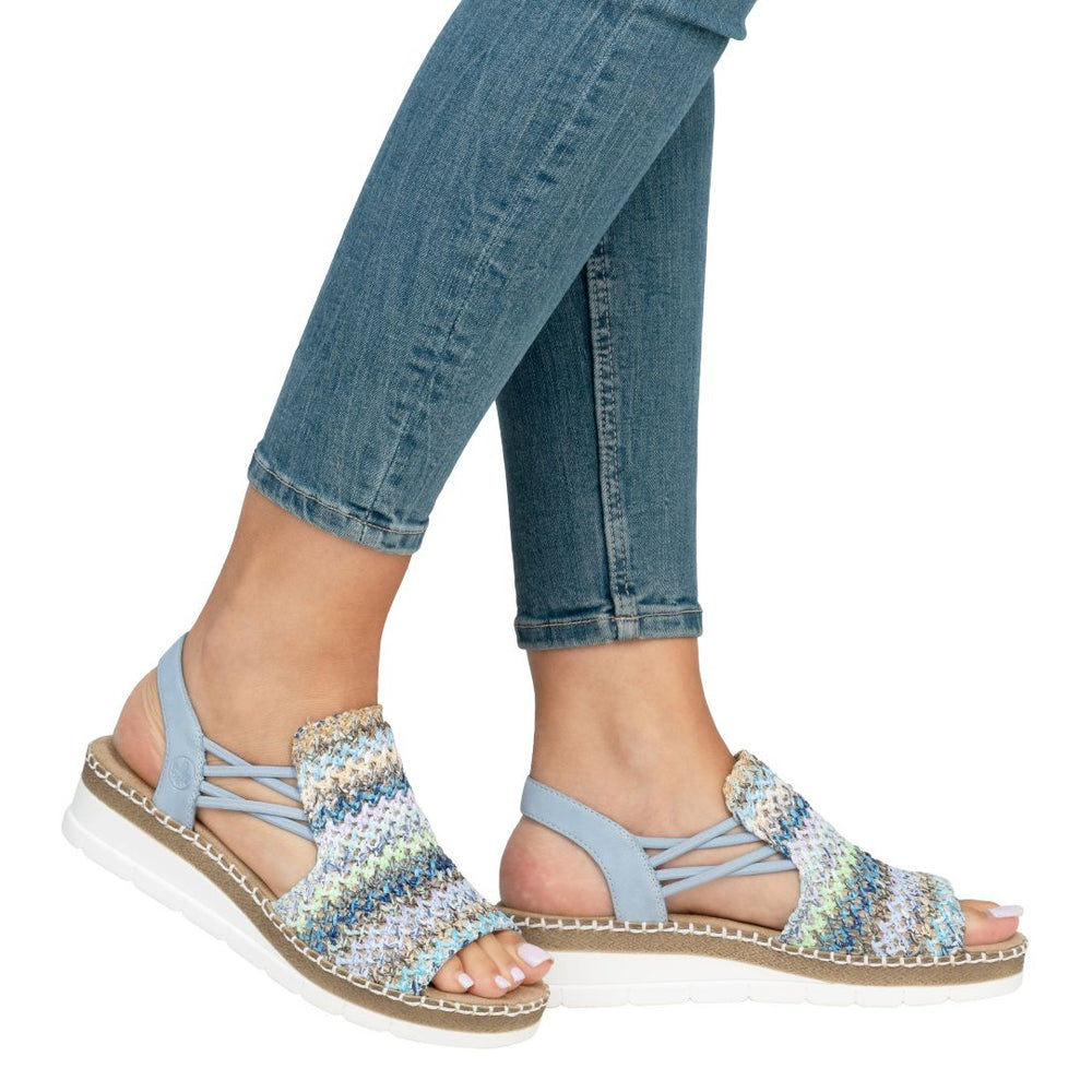 Rieker V1241 Women's Slip-on Sandals – Multi Blue