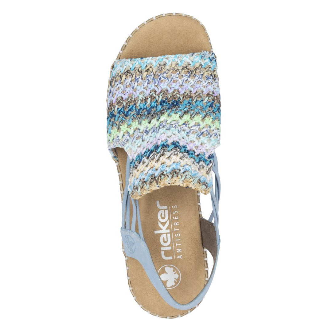 Rieker V1241 Women's Slip-on Sandals – Multi Blue