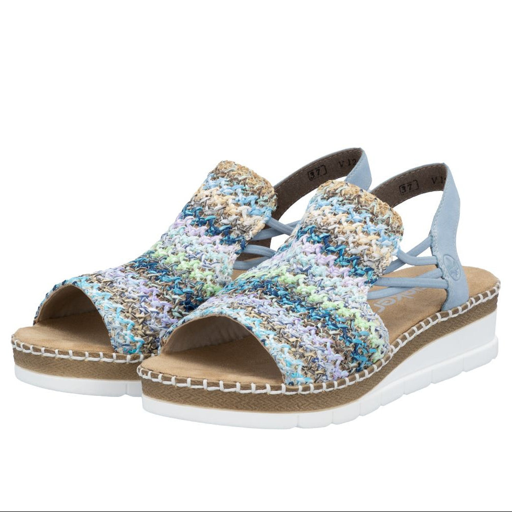 Rieker V1241 Women's Slip-on Sandals – Multi Blue