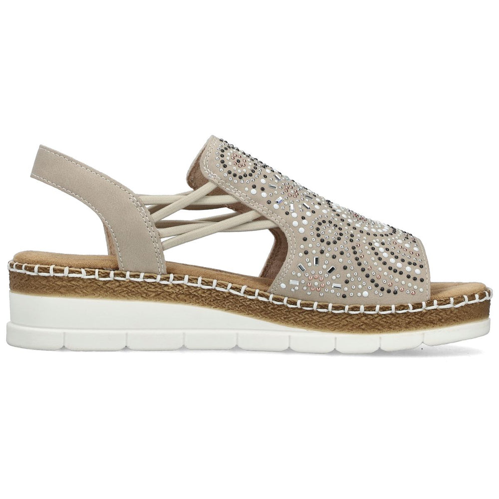 Rieker V1246 Women's Slip-on Sandals – Beige