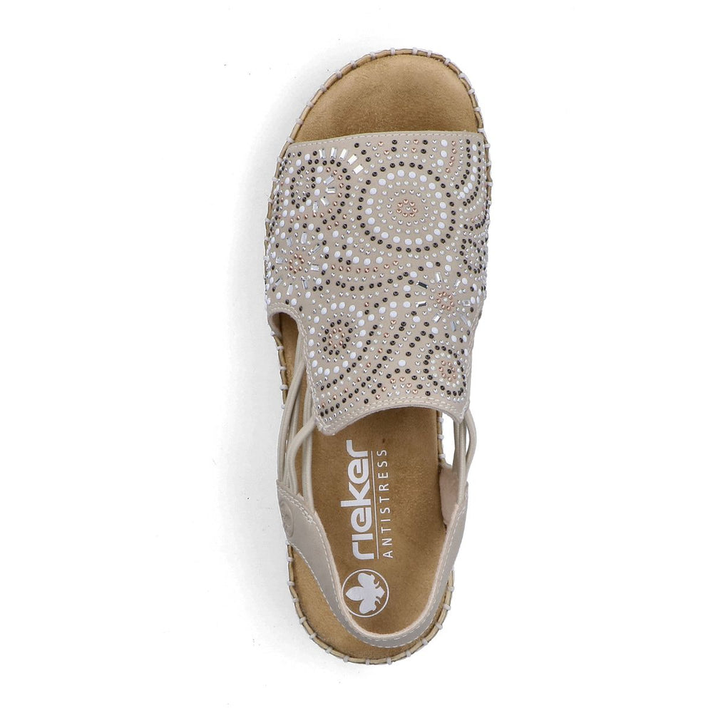 Rieker V1246 Women's Slip-on Sandals – Beige