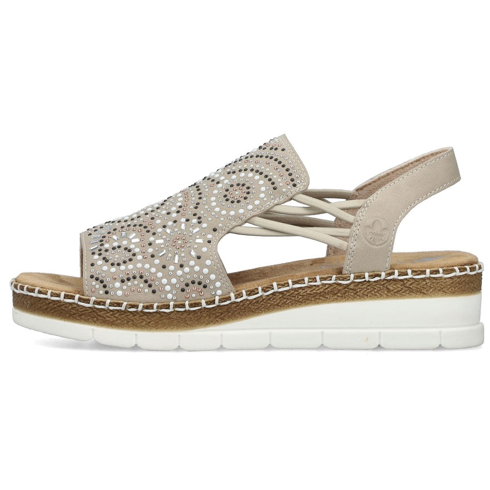 Rieker V1246 Women's Slip-on Sandals – Beige
