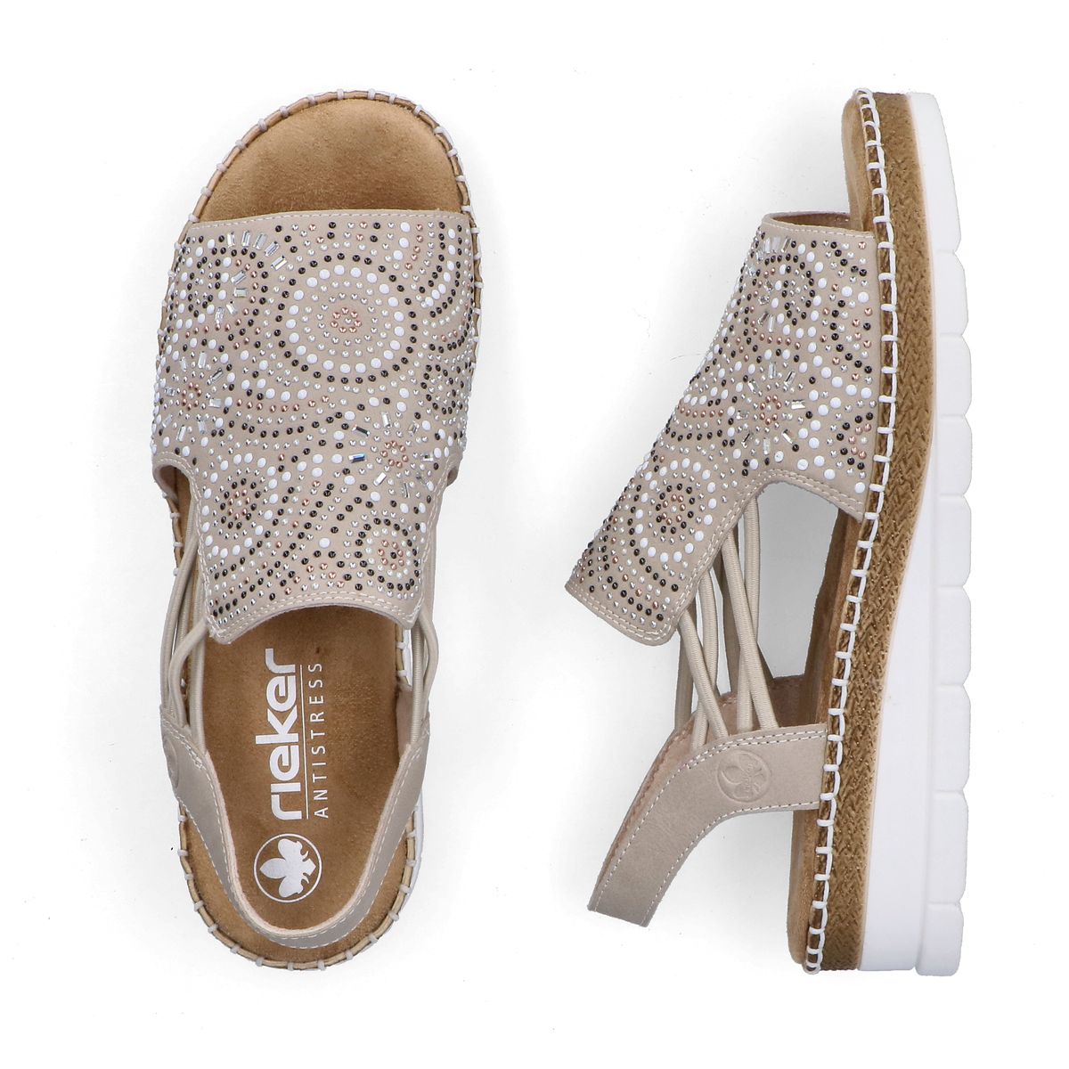 Rieker V1246 Women's Slip-on Sandals – Beige