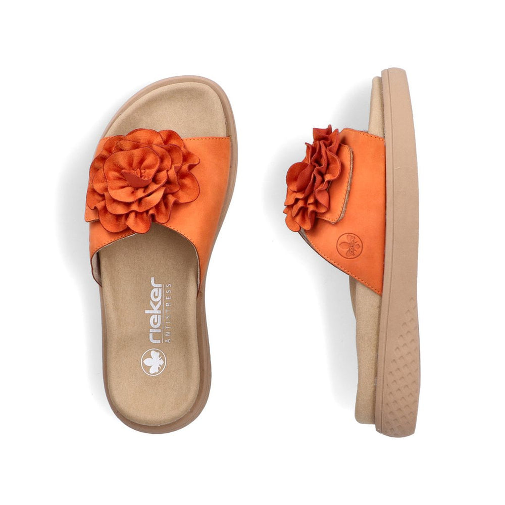 Rieker V1562 Women's Mule Slide Sandals – Pumpkin