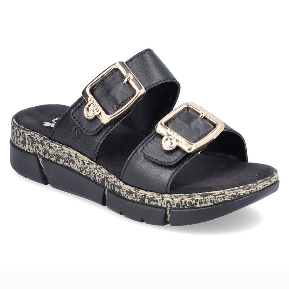 Rieker V2372 Women's 2-Strap Sandals – Black