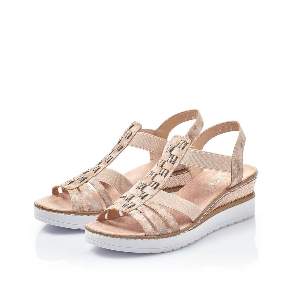 Rieker V3822 Women's Wedge Sandals – Pink
