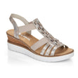 Rieker V3822 Women's Wedge Sandals – Silver