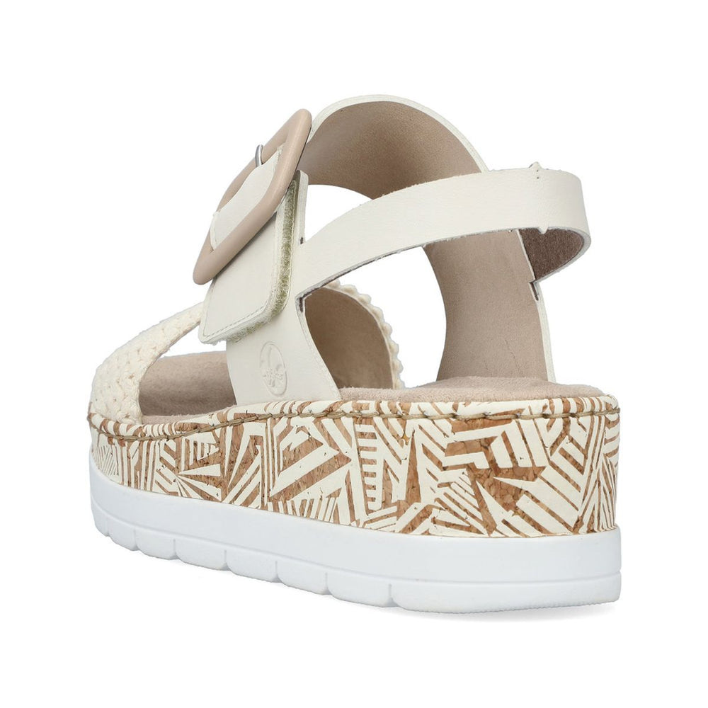 Rieker V3950 Women’s Wedge Sandals – Creme