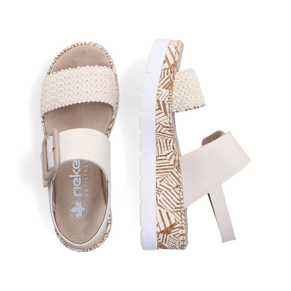 Rieker V3950 Women’s Wedge Sandals – Creme
